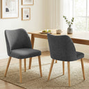 Set 2 Sedie Pranzo Imbottite 46x52x76 cm con Gambe Legno Hevea Tessuto Grigio Chiaro      