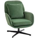 Poltrona da Salotto Girevole 73x83,5x85 cm con Cuscino Lombare e Rivestimento in Tessuto Effetto Velluto Verde      