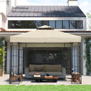 Copertura per Gazebo da Giardino 300x 300 cm Tetto Sostitutivo UPF30+ a 2 Livelli in Poliestere Crema    