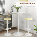 Tavolo da Cucina Alto Bar Ø60x102 cm per 2 Persone in MDF e Metallo Bianco      