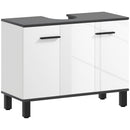 Mobile Sottolavabo da Bagno con Armadietto 2 Ante 80x34x60 cm Bianco Lucido  