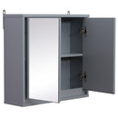 Specchio Armadietto da Bagno Pensile Doppia Porta con Ripiano Regolabile Grigio 48x14.5x45 cm 