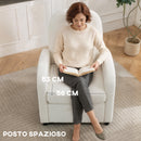 Poltrona Moderna 76x77x95 cm con Spazio Contenitore a Scomparsa e Cuscino Rivestimento in Pile Teddy Crema      