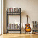 Libreria Porta CD 45,2x25,4x80 cm Porta Vinili 2 Livelli per DVD Libri Album in Metallo Nero      