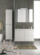 Mobile da Bagno Sospeso con Lavabo 60 cm e Specchio Bali Two Bianco Frassinato      