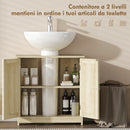 Mobile Sottolavabo 60x30x60 cm a 2 Ante con Ripiano Regolabile e Intaglio a U Rovere      