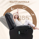 Poltrona Relax con 8 Punti Massaggio e Reclinazione a 165° in Finta Pelle Nero      