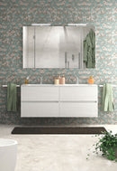 Mobile da Bagno Sospeso con Lavabo 120cm 2 Vasche e Specchio Bali Light Double Bianco Frassino      