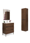 Mobile da Bagno a Terra con Lavabo 100 cm e Specchio Bali Light Noce Scuro      