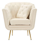 Poltrona Budapest Crema con Cuscino 88x83x91 cm in Compensato e Spugna e Ferro e Poliestere Crema      