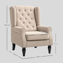 Poltrona per Salotto in Stile Francese 74x86x102 cm con Seduta Imbottita e Cuscini in Poliestere Beige      