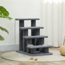 Scaletta per Gatti a 4 Gradini 61x41x60 cm con Rivestimento in Peluche Grigio  