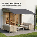 Gazebo Pergola da Giardino 286x384x252 cm con 16 Fori di Drenaggio in Metallo e Poliestere Grigio      