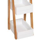 Mobiletto da Bagno 3 Ripiani 21x30x81 cm in MDF Bianco e Bambù
