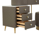 Toeletta Sharon Grigia con Puff 120x40x75 cm in Pino e MDF e Metallo e Plastica      