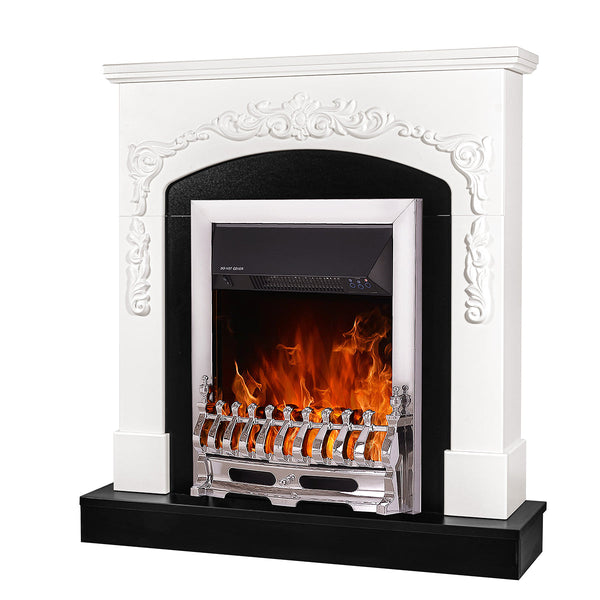 Camino Elettrico da Pavimento 97,5x90x25 cm Effetto Fiamma 2000W Casanova & Galileo silver Bianco/nero prezzo