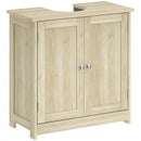 Mobile Sottolavabo 60x30x60 cm a 2 Ante con Ripiano Regolabile e Intaglio a U Rovere      