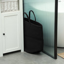 Cesto Portabiancheria Pieghevole con Manici 36L Ø38x45 cm in Cotone Naturale Nero 