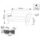 Divano 2 Posti Burton 147x79x86 h cm in Tessuto Grigio chiaro