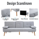 Divano Letto 3 Posti 181x77x72 cm in Tessuto  Grigio