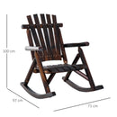 Sedia a Dondolo da Giardino 97x71x100 cm in Legno di Abete Carbonizzato