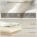 Poltrona Moderna 76x77x95 cm con Spazio Contenitore a Scomparsa e Cuscino Rivestimento in Pile Teddy Crema      