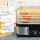 Essiccatore per Alimenti  32x25x29 cm 245W 5 Vassoi con Monito LCD