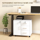 Cassettiera da Ufficio Schedario  con 3 Cassetti e Armadietto 60x40x56 cm in Legno Bianco