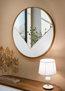 Specchio da Muro Tolosa 80x4x80 cm in MDF e Ferro e Specchio Bianco e Oro      