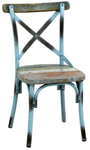 Sedia in Metallo e Legno Azzurro Antico