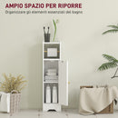 Mobile Porta Carta Igienica 21x20x79 cm con Armadietto con Ripiano Interno Regolabile in Legno Bianco      