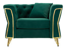 Poltrona Emy Verde con Cuscino 104x83x76 cm in Legno e Poliestere      