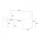 Divano 3 Posti 94x74x178cm in Tessuto Grigio