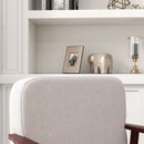 Poltrona a Dondolo 66x78x76 cm in Tessuto Effetto Lino e Legno Beige e Marrone