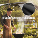 Gazebo per Barbecue 245x152x218 cm con 2 Mensole Laterali e Ganci in Acciaio e Poliestere Grigio Scuro      