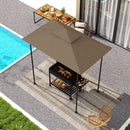 Copertura per Gazebo da Giardino 244x152 cm a 2 Livelli in Poliestere 160gsm Cachi    