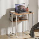 Scrivania Pieghevole 63x50x75 cm su Ruote con Ripiano e Borsa Portaoggetti in MDF e Acciaio Legno Naturale      