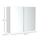 Pensile da Bagno 2 Ante Specchio in MDF 80x15x60 cm  MoreMorning Bianco