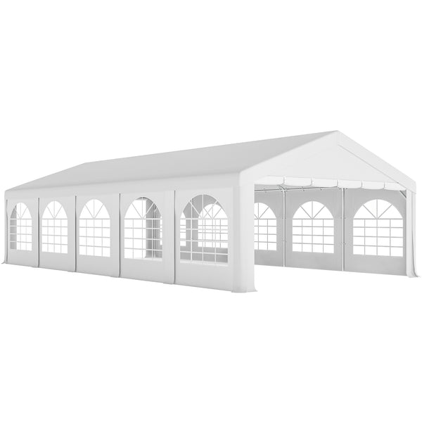 Tendone da Giardino Gazebo per Feste 992x497x290 cm con 10 Pareti Laterali Rimovibili in PE e Metallo Galvanizzato Bianco online