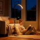 Lampada da Terra LED con Testa a Mezza Luna 77,5x20,5x136-186 cm Temperatura Colore Regolabile Telecomando Nero      