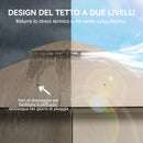 Gazebo da Giardino 360x300x279 cm con Zanzariera Tende e Tetto Doppio Strato in Poliestere Cachi      
