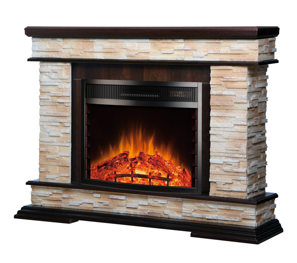 online Camino Elettrico da Pavimento 88x118x30,5 cm Effetto Fiamma 1500W Stone & Ararat Noce