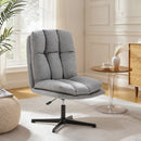 Poltrona da Salotto Girevole 63x75x92-102 cm in Tessuto Effetto Lino e Metallo Grigio Chiaro      