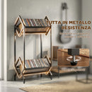 Libreria Porta CD 45,2x25,4x80 cm Porta Vinili 2 Livelli per DVD Libri Album in Metallo Nero      