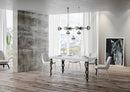 Tavolo Allungabile 140-244x90x77 cm Karamay Bianco Frassino Telaio Antracite 