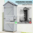 Armadio da Esterno 77x52,5x178 cm Armadio con Banco Lavoro Ribaltabile in Legno Grigio      