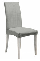 Set 2 Coprisedie con Schienale Elasticizzati in Poliestere Leslie Grigio Chiaro 