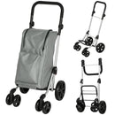 Carrello Spesa Pieghevole 44x58x100 cm Borsa da 46L con Ruote Scomparto Refrigerato in Alluminio Grigio      