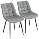 Set 2 Sedie Imbottite 46x58,5x85,5 cm in Tessuto Vellutato Grigie
