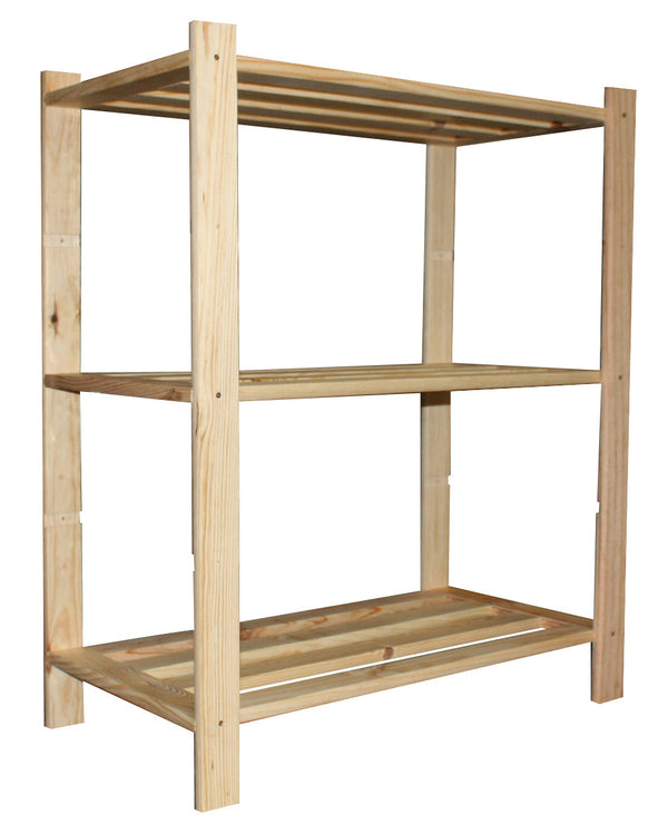 prezzo Scaffale 3 ripiani a doghe 75x40x90 cm in Legno di Pino Naturale